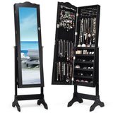 NNECW Full-length Lockable Jewelry Storage Armoire with 4 Tilting Angles-Black
