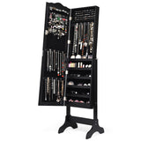NNECW Full-length Lockable Jewelry Storage Armoire with 4 Tilting Angles-Black