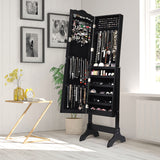 NNECW Full-length Lockable Jewelry Storage Armoire with 4 Tilting Angles-Black