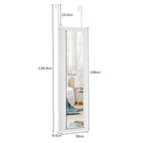 NNECW LED Lights Wall Door Mounted Jewelry Cabinet with Full Length Mirror