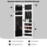 NNECW LED Lights Wall Door Mounted Jewelry Cabinet with Full Length Mirror