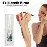 NNECW LED Lights Wall Door Mounted Jewelry Cabinet with Full Length Mirror
