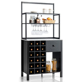 NNECW Freestanding Kitchen Cabinet with Wine Rack for Dining Room