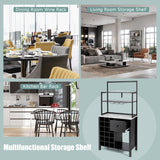 NNECW Freestanding Kitchen Cabinet with Wine Rack for Dining Room