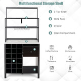 NNECW Freestanding Kitchen Cabinet with Wine Rack for Dining Room