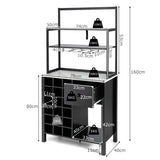 NNECW Freestanding Kitchen Cabinet with Wine Rack for Dining Room