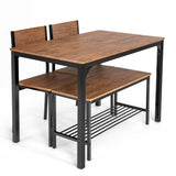 NNECW Industrial Gathering Table Set with 2 Chairs &amp; 1 Bench for Dining Room Brown