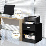 NNECW 2-tier Wooden Bedside Table with Storage Drawer & Cabinet for Bedroom/Living Room/Office-Black