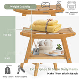 NNECW Bamboo Shower Seat Bench with Foot Stool for Indoor & Outdoor