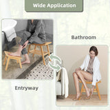 NNECW Bamboo Shower Seat Bench with Foot Stool for Indoor & Outdoor