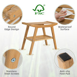 NNECW Bamboo Shower Seat Bench with Foot Stool for Indoor & Outdoor