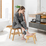NNECW Bamboo Shower Seat Bench with Foot Stool for Indoor & Outdoor