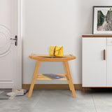 NNECW Bamboo Shower Seat Bench with Foot Stool for Indoor & Outdoor