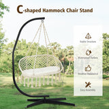 NNECW 2-Seat Hammock Chair with C-shaped Chair Stand & Cushion