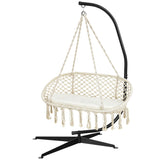 NNECW 2-Seat Hammock Chair with C-shaped Chair Stand & Cushion
