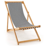 NNECW Folding Solid Wood Beach Chair with Adjustable Backrest for Outdoor