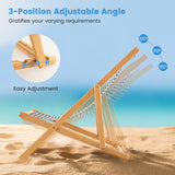 NNECW Folding Solid Wood Beach Chair with Adjustable Backrest for Outdoor