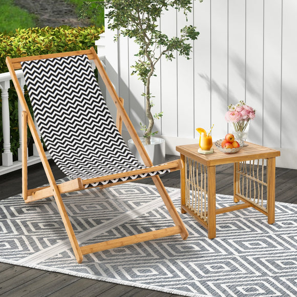 NNECW Folding Solid Wood Beach Chair with Adjustable Backrest for Outdoor