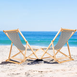 NNECW Folding Solid Wood Beach Chair with Adjustable Backrest for Outdoor