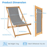 NNECW Folding Solid Wood Beach Chair with Adjustable Backrest for Outdoor
