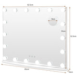 NNECW 65 cm Vanity Tabletop and Wall-Mounted Mirror with 18 Dimmable LED Bulbs