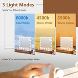 NNECW 65 cm Vanity Tabletop and Wall-Mounted Mirror with 18 Dimmable LED Bulbs