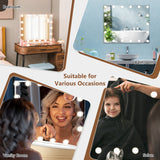 NNECW 65 cm Vanity Tabletop and Wall-Mounted Mirror with 18 Dimmable LED Bulbs