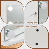 NNECW 65 cm Vanity Tabletop and Wall-Mounted Mirror with 18 Dimmable LED Bulbs
