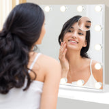 NNECW 65 cm Vanity Tabletop and Wall-Mounted Mirror with 18 Dimmable LED Bulbs