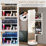 NNECW 360° Swivel Jewelry Cabinet Armoire with Cosmetics Storage for Bedroom