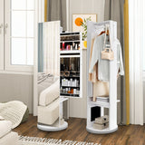 NNECW 360° Swivel Jewelry Cabinet Armoire with Cosmetics Storage for Bedroom