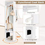 NNECW 360° Swivel Jewelry Cabinet Armoire with Cosmetics Storage for Bedroom