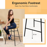 NNECW Set of 2 69 cm Rattan Bar Stools with Sturdy Metal Frame