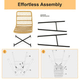 NNECW Set of 2 69 cm Rattan Bar Stools with Sturdy Metal Frame