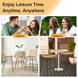 NNECW Set of 2 69 cm Rattan Bar Stools with Sturdy Metal Frame