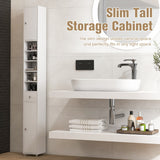 NNECW Slim Bathroom Tall Cabinet with 2 Doors 1 Drawer and 5 Shelves-White