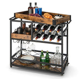 NNECW 3-Tier Rolling Bar Cart with Removable Tray for Dining Room
