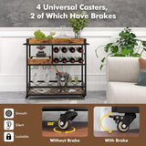 NNECW 3-Tier Rolling Bar Cart with Removable Tray for Dining Room