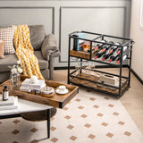 NNECW 3-Tier Rolling Bar Cart with Removable Tray for Dining Room