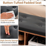 NNECW Shoe Storage Bench with Adjustable Shelf & Padded Cushion-Coffee