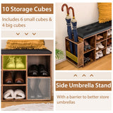 NNECW Shoe Storage Bench with Adjustable Shelf & Padded Cushion-Coffee
