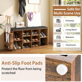 NNECW Shoe Storage Bench with Adjustable Shelf & Padded Cushion-Coffee