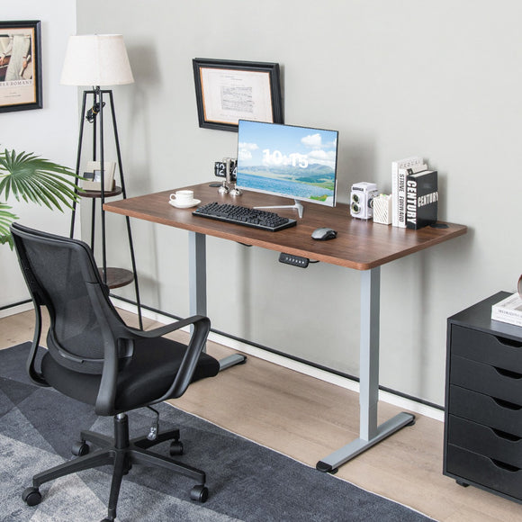 NNECW Electric Dual-Motor Stand up Desk Frame with Memory Controller for Home Office-Grey