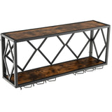 NNECW Wall Mounted Wine Rack with Wine Bottle Rack & 6 Rows of Stemware Holder