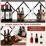 NNECW Wall Mounted Wine Rack with Wine Bottle Rack & 6 Rows of Stemware Holder