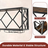 NNECW Wall Mounted Wine Rack with Wine Bottle Rack & 6 Rows of Stemware Holder