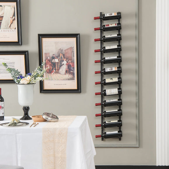 NNECW Rust-proof Metal Wall Mounted Wine Rack for 6/9/12 Bottles-12 Bottles