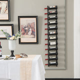 NNECW Rust-proof Metal Wall Mounted Wine Rack for 6/9/12 Bottles-12 Bottles