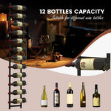 NNECW Rust-proof Metal Wall Mounted Wine Rack for 6/9/12 Bottles-12 Bottles