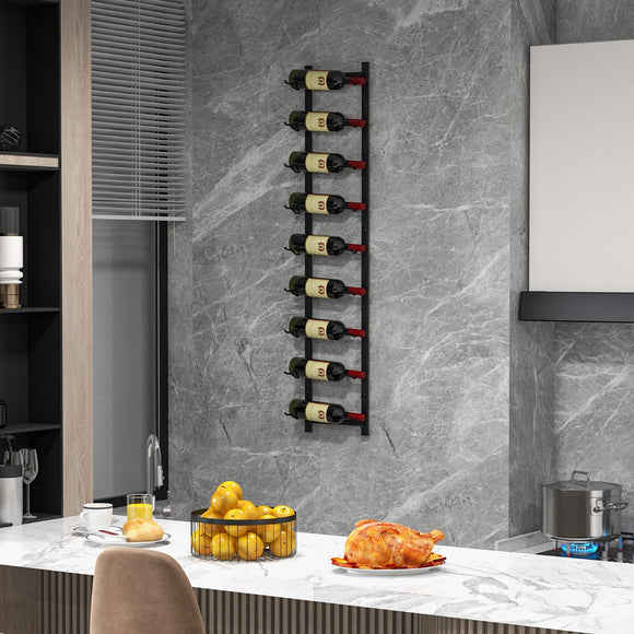 NNECW Rust-proof Metal Wall Mounted Wine Rack for 6/9/12 Bottles-9 Bottles